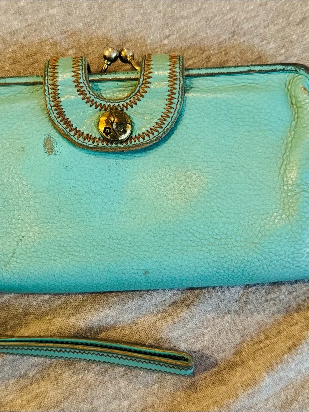 Vintage Lucky Brand Wristlet Wallet - Turquoise Leather
